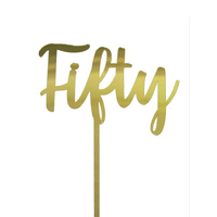 Fifty Mirror Gold Cake Topper
