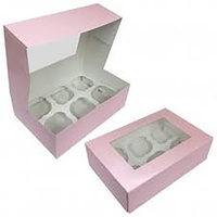Cupcake Display Box Pink - 6 Cupcakes