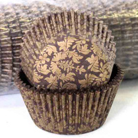 HIGH TEA - GOLD/CHOC CUPCAKE BAKING CASES 4.4CM 500 PACK