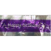 Cake Frill Happy Birthday Purple & Silver 63mm