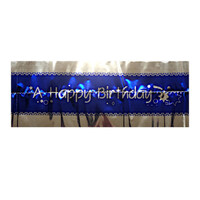 Cake Frill Happy Birthday Royal Blue & Silver 63mm