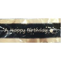 Cake Frill Happy Birthday Black & Gold 63mm