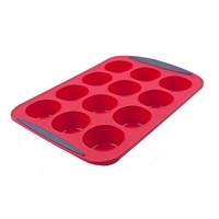 Silicone 12 Cup Muffin Pan  Red