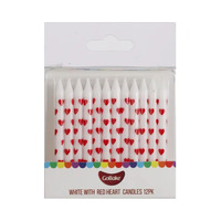 White With Red Hearts  Candle 12pk