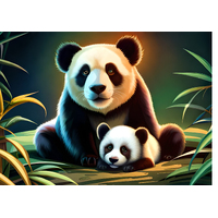 Panda Mother & Baby Edible A4 Image - #02