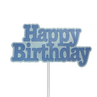 Happy Birthday Cake Topper Blue