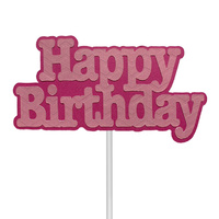 Pink Happy Birthday Cake Topper