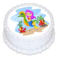 Mermaid Edible Cake Image - Round