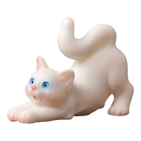 Miniature Stretching white Cat Cake Topper