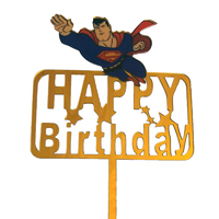 Acrylic Superman Happy Birthday Topper