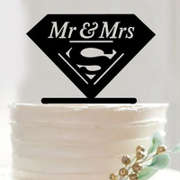 Superman Mr & Mrs Wedding Cake Topper