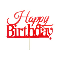 Happy Birthday Cake Topper Sign  - Bright Red