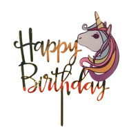 Happy Birthday Acrylic Unicorn Cake Topper