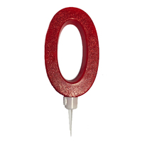 Xtra Large Red Glitter  Number 0 Candle - 11.5cm