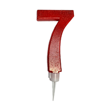 Xtra Large Red Glitter  Number 7 Candle - 11.5cm