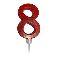 Xtra Large Red Glitter  Number 8 Candle - 11.5cm