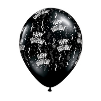 Black Happy Birthday Balloons 6pcs
