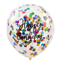 Multi Colour Confetti Balloons Printed Happy Birthday 6pcs