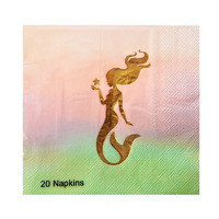 Napkins Gold Mermaid Ombre Green/Pink- 20PK