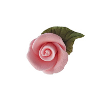25mm Pink Gumpaste Rose with Leaf