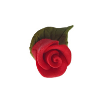 25mm Red Gumpaste Rose with Leaf