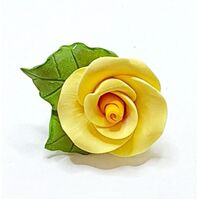Yellow Rose With Leaves 4cm