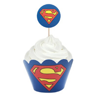 Superman - Cupcake Wraps And Picks 12