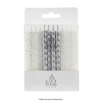 Wish Spiral Mix Silver Candles 24pc