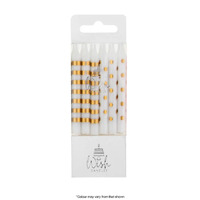 Wish Dots & Stripes Gold Candles 12pc