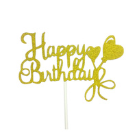Birthday Cake Topper Glitter - Gold Heart