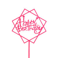 Acrylic Birthday Topper Pink Squares