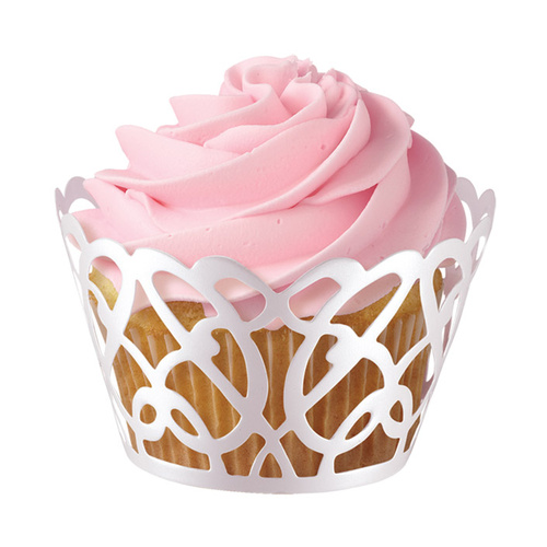 Wilton White Pearl Swirls Cupcake Wraps 18 Pack