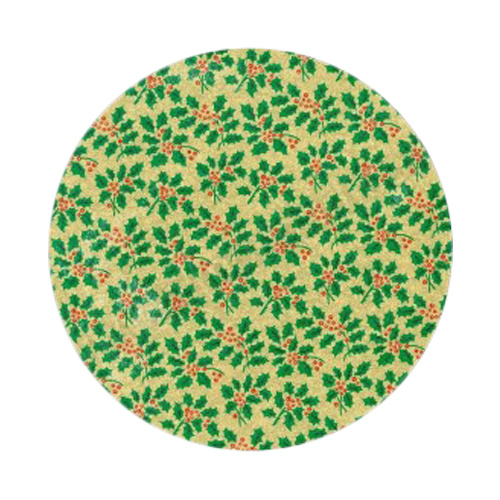 Xmas Holly 10" Round Cake Card, 4mm Thick