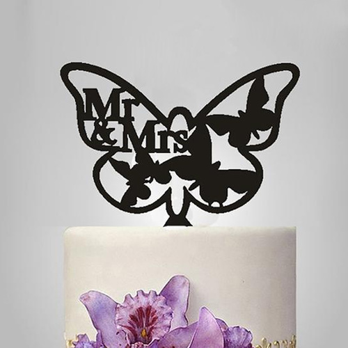 Acrylic Mr & Mrs Butterfly Cake Topper 