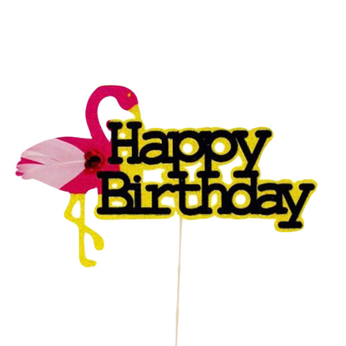 Flamingo Happy Birthday Cake Topper