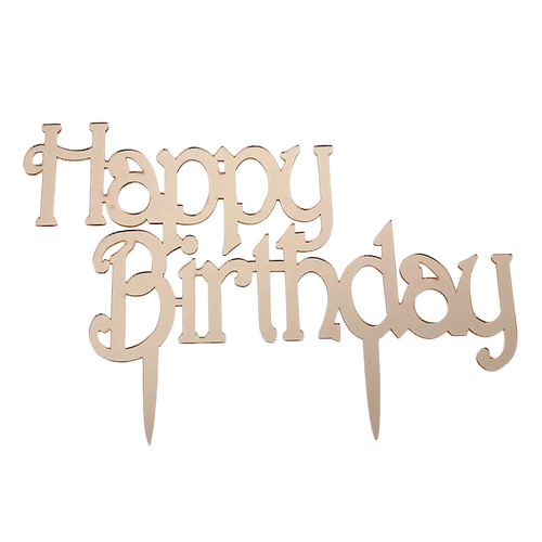 Gold Mirror Acrylic Happy Birthday Cake Topper