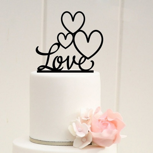 Acrylic Love With Hearts Cake Topper