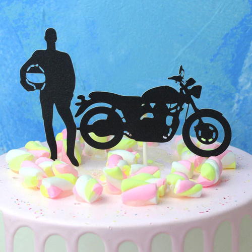 Motor Bike And Man Cake Topper