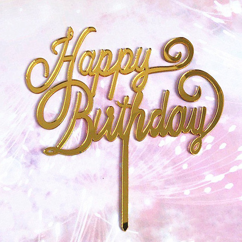Happy Birthday Cake Topper - Gold 13cm