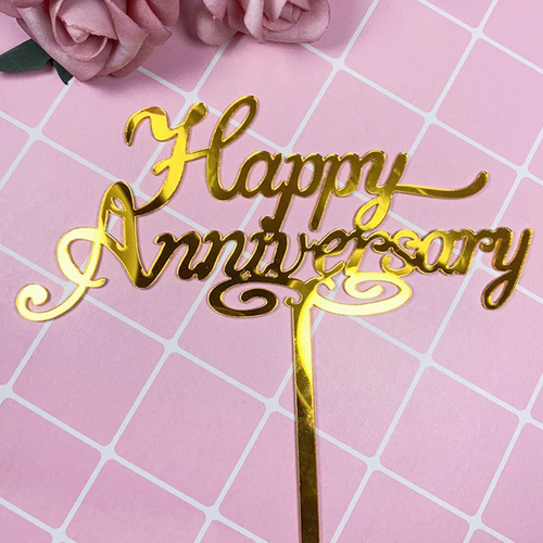 Anniversary Acrylic Cake Topper - Gold