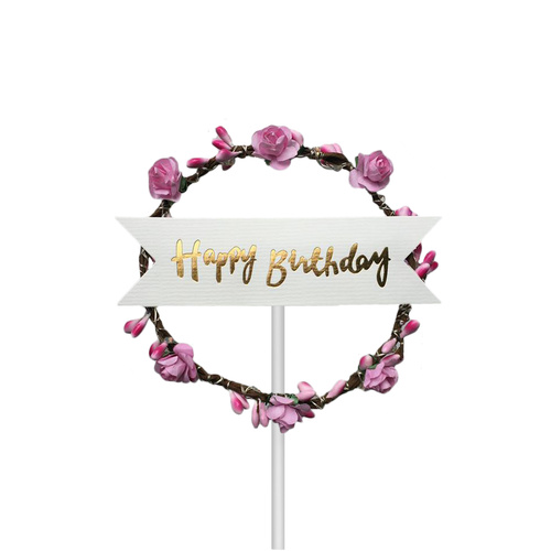 Led Light Up Pink Happy Birthday Cake Topper