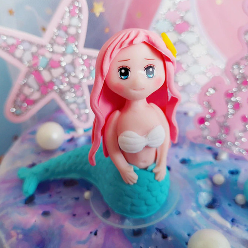 Mermaid Pink Hair Cake Topper