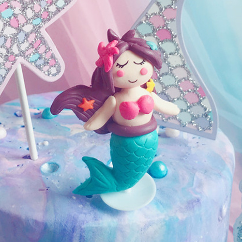 Mermaid Purple Hair Cake Topper