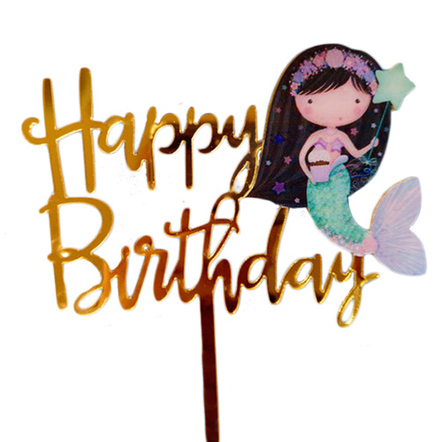 Acrylic Happy Birthday Mermaid Cake Topper