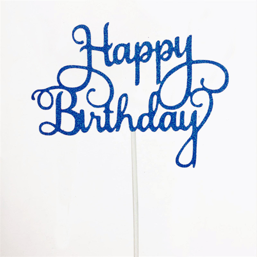 Happy Birthday Cake Topper Sign Large - Blue
