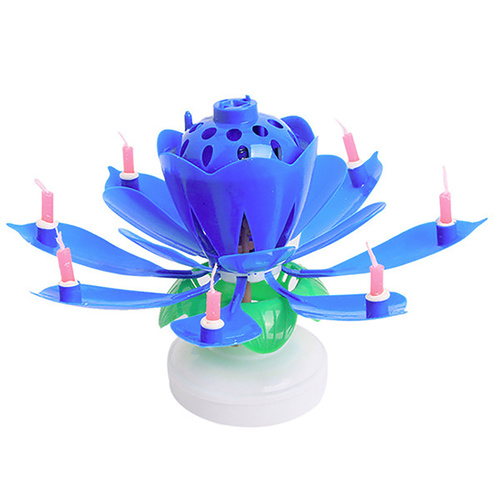 Lotus Flower Musical Birthday Candle Blue