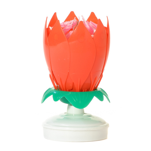 Lotus Flower Musical Birthday Candle Red