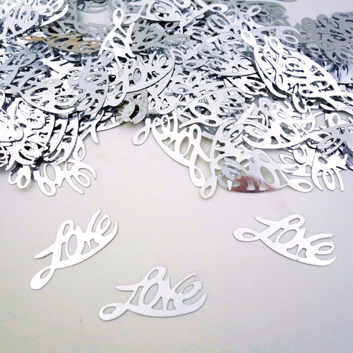 Silver Love Table Confetti 2.5m Around 300pc Pack