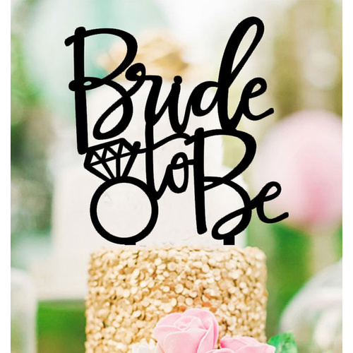 Black Acrylic Bride To Be Cake Topper