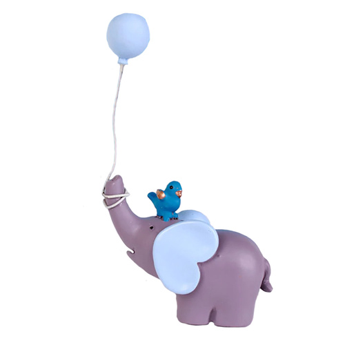 Blue Elephant & Balloon Figurine